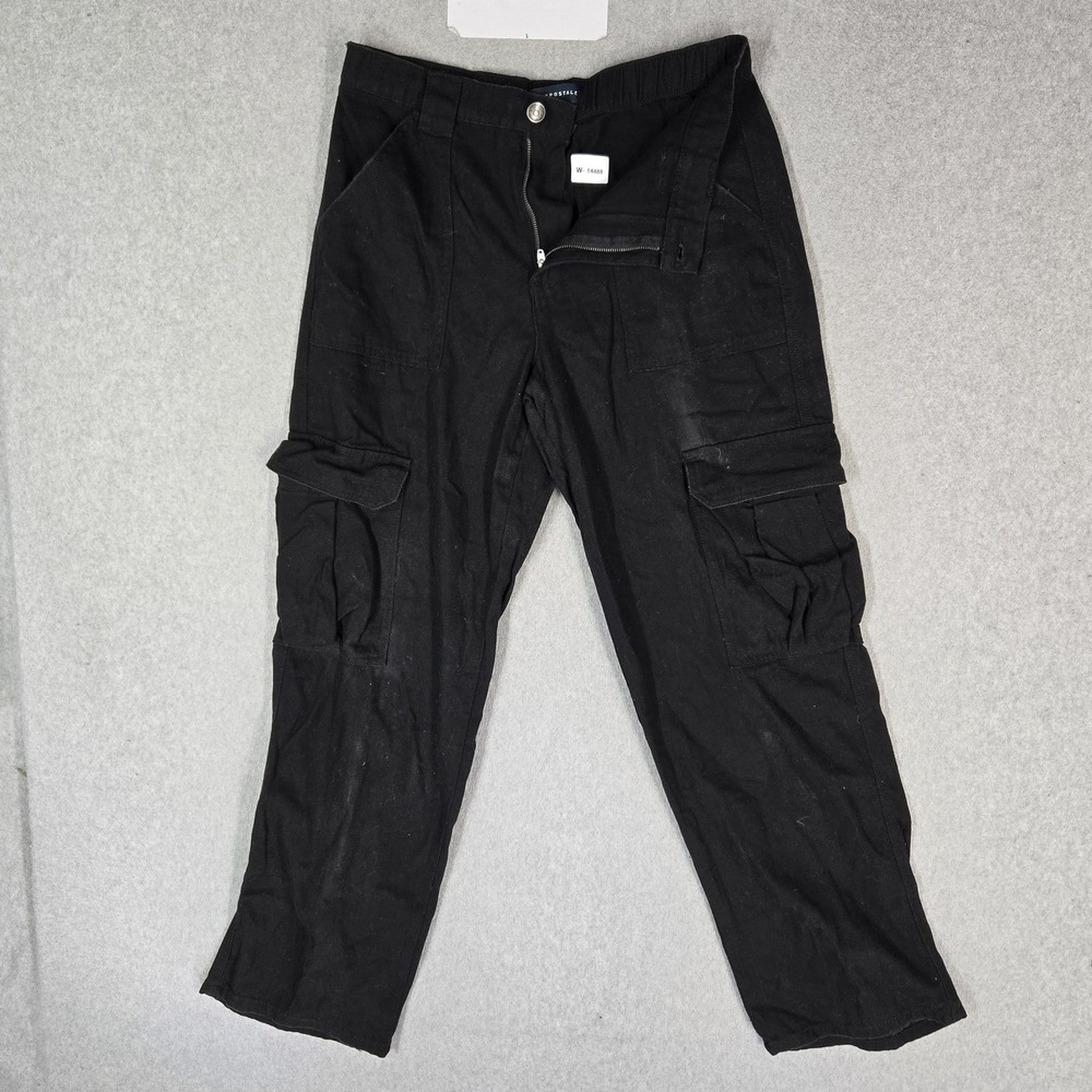Aeropostale Men Pants M Black Cargo Mid Rise Straight Relaxed Grunge Skater Y2K